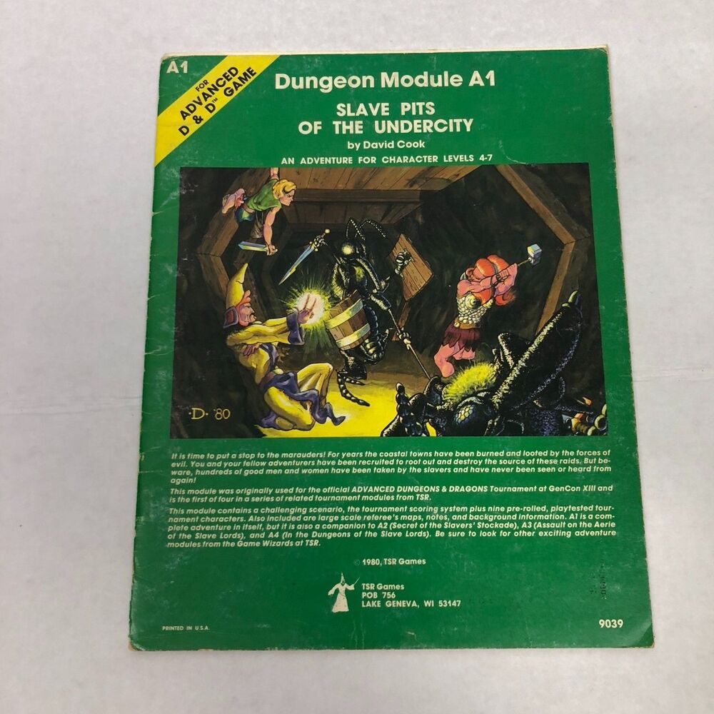 Advanced Dungeons & Dragons Module A1 Slave Pits of the Undercity 1980 TSR Games